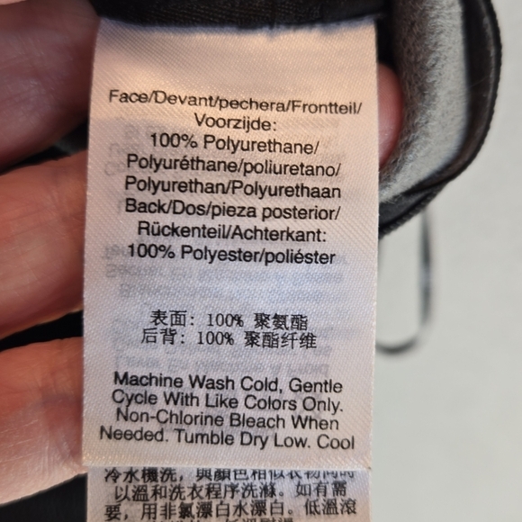 DKNY Black Faux Leather Pant Womens Sz L High Waist Tapered Leg  Stretch Comfor - Picture 11 of 12